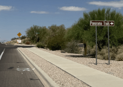 Image of a sign along Lambert Lane directing drivers to Panorama Trails.