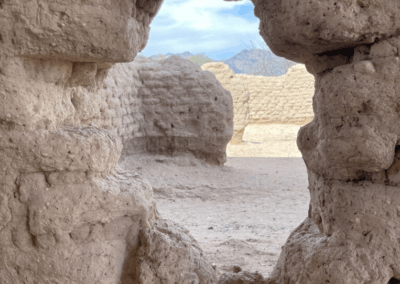 Image shows the adobe remains of the fort's hospital.