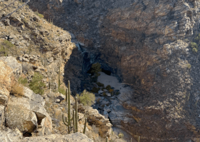 Image shows the depths of the Tanque Verde Canyon from the Rim Loop.